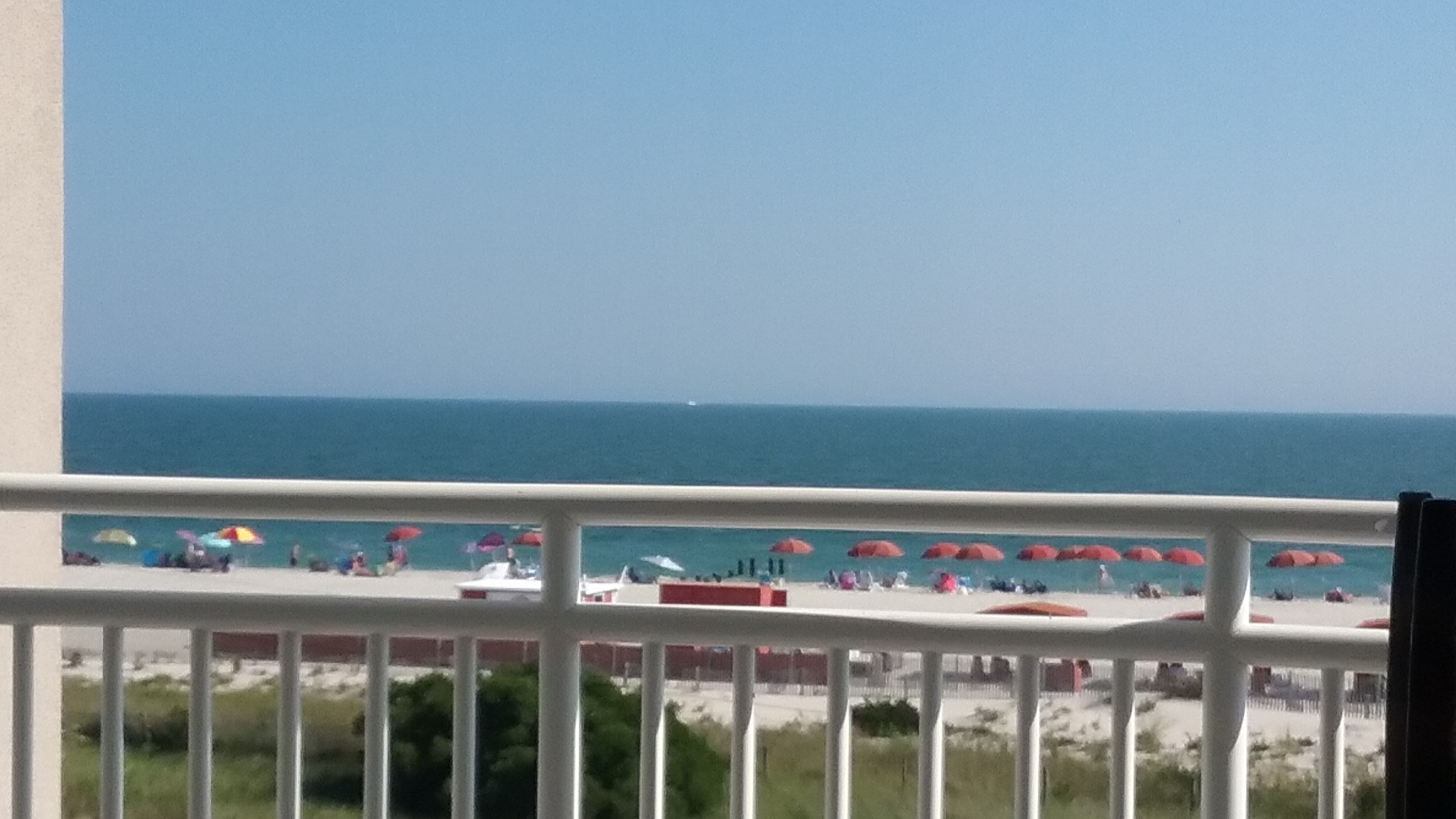 a crowded beach from a distance, with a fence barring entrance