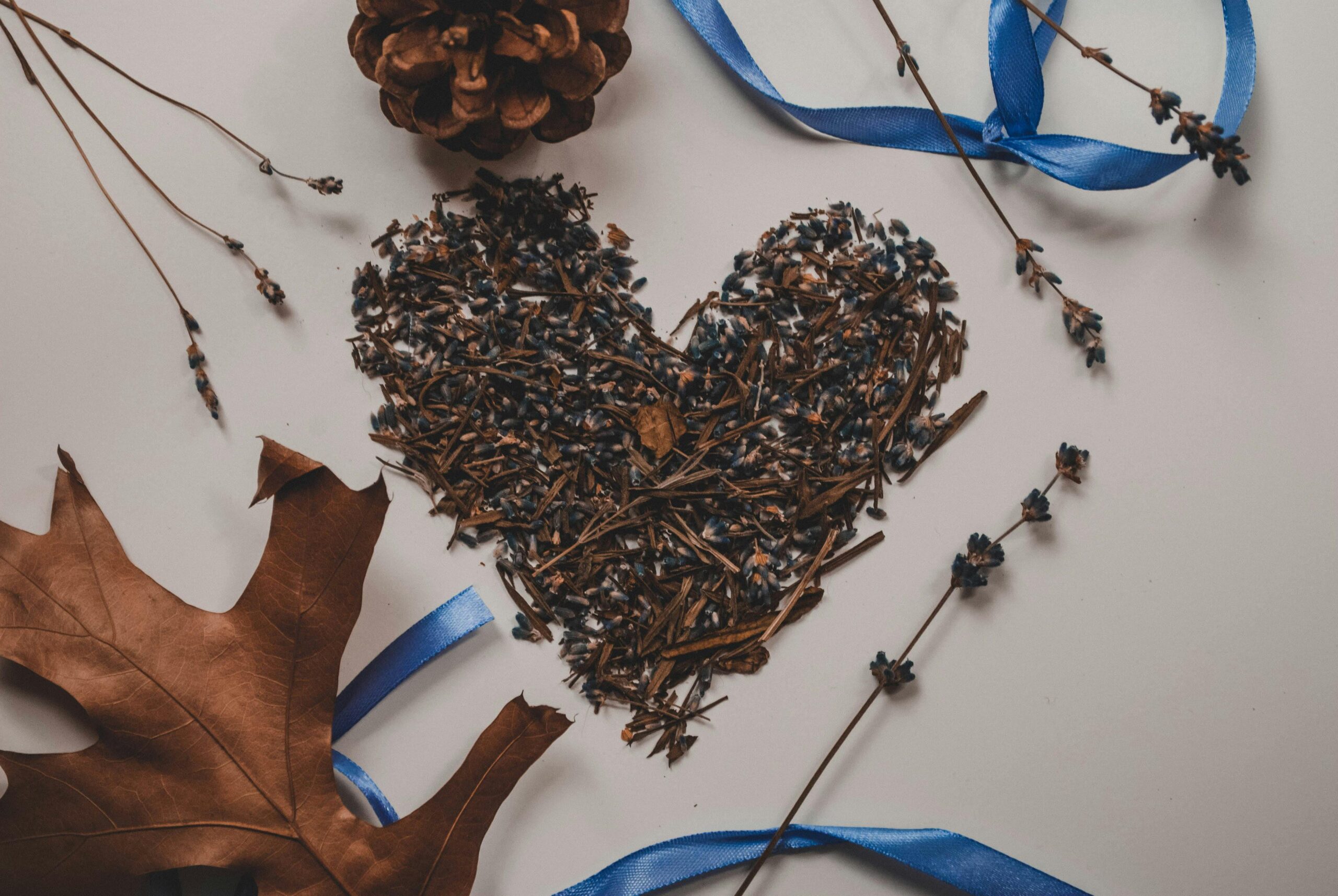 a heart made of dried lavender buds